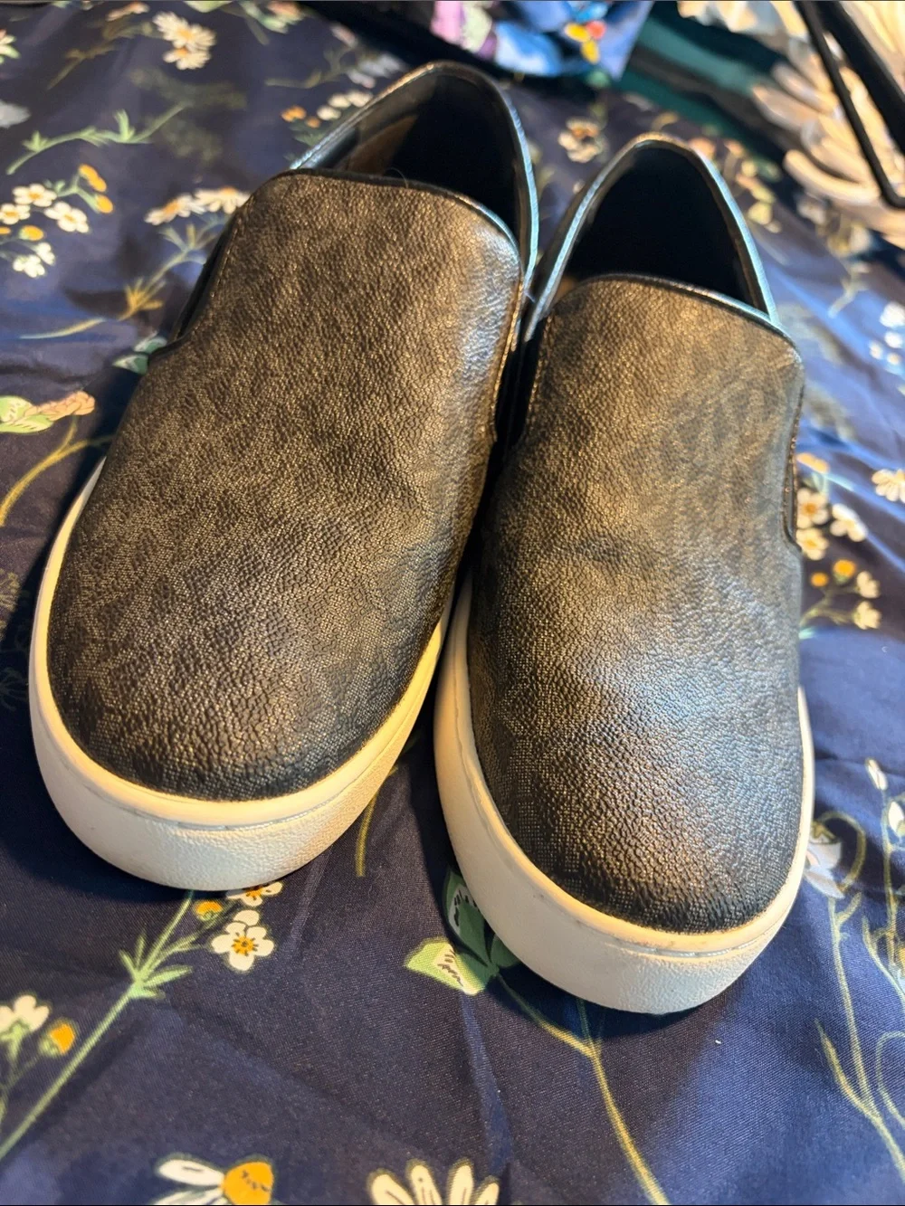 Michael Kors Men’s Charcoal Patterned Slip-On Sneakers
